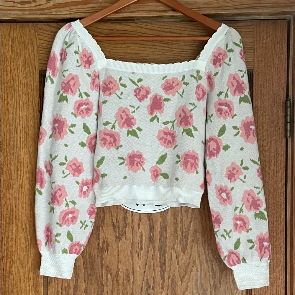 Willow & Wind Floral Knit Off-Shoulder Top